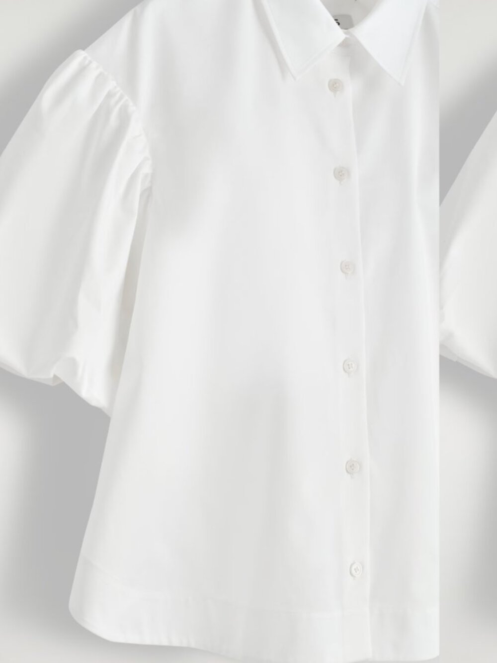 COS White Puff-Sleeve Cotton Button-Down Blouse
